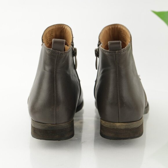 Franco Sarto Womens Kampton Boot Size 7.5 Gray Leather Zip Up Bootie Comfy Flat - Picture 4 of 10